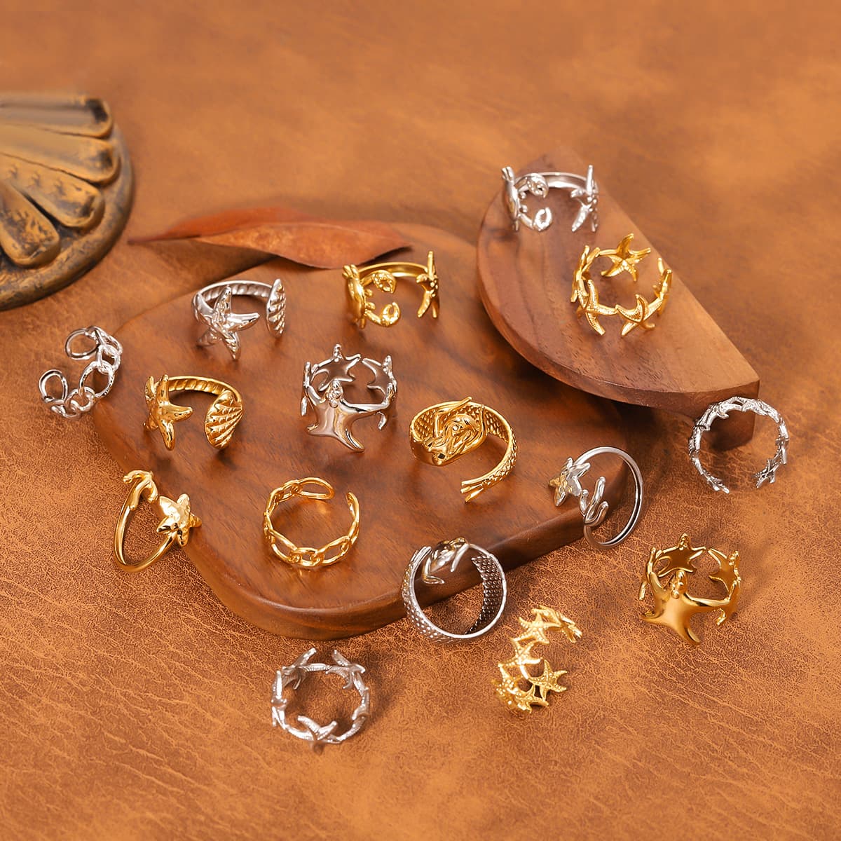 Ins Trendy Ocean Style Ring For Women, Personality Vacation Style, Seahorse Fashion Stainless Steel Finger Ring Jewelry