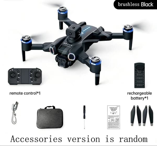 2026 New Gb815 Black Brushless Drone, Single Battery, Foldable Rc Quadcopter With Led Navigation Lights, Complete Package With Storage Bag (accessories May Vary