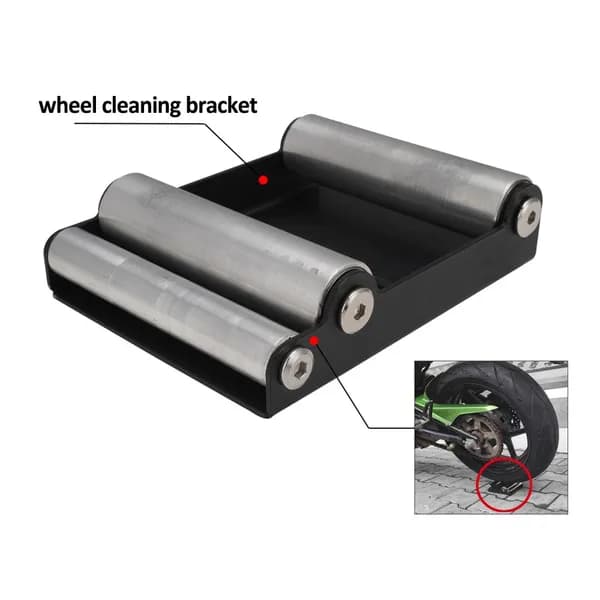 Motorcycle Wheel Cleaning Stand With Motorcycle Bike Cleaning Brush Kit, Cleaning Wash Kit With Storage Bag For Tire Cleaning, Chain Lubrication, Mudguard, Rims, Paint, Frame Clean