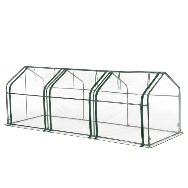 Mini Greenhouse With Pvc Cover, Indoor Outdoor Plant Gardening Green House For Garden Backyard, 106x36x36in, White