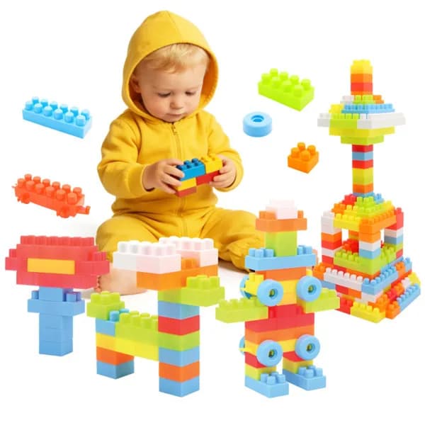Building Blocks Set With Wheels, Learning Toddler Blocks For 3+ Years Old