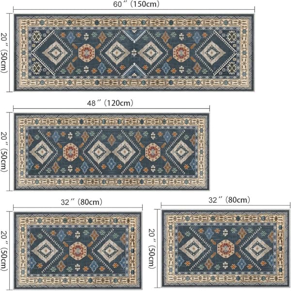 Boho Kitchen Rugs Sets 4 Piece With Runner Floral Kitchen Floor Mat Carpet Farmhouse Kitchen Rugs And Mats Non Skid Washable Runner Rug For Kitchen Floor Sink