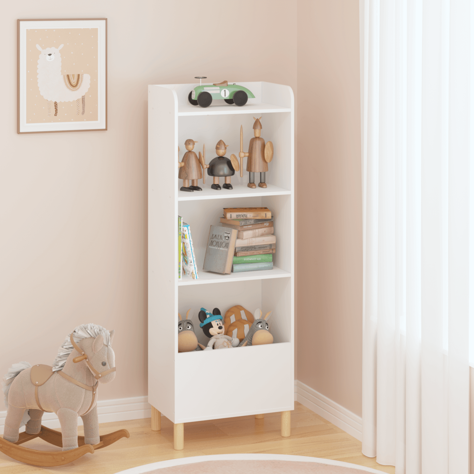 Kids 4-tier Bookcase, Children's Book Display, Bookshelf Toy Storage Cabinet Organizer For Children's Room, Playroom, Nursery
