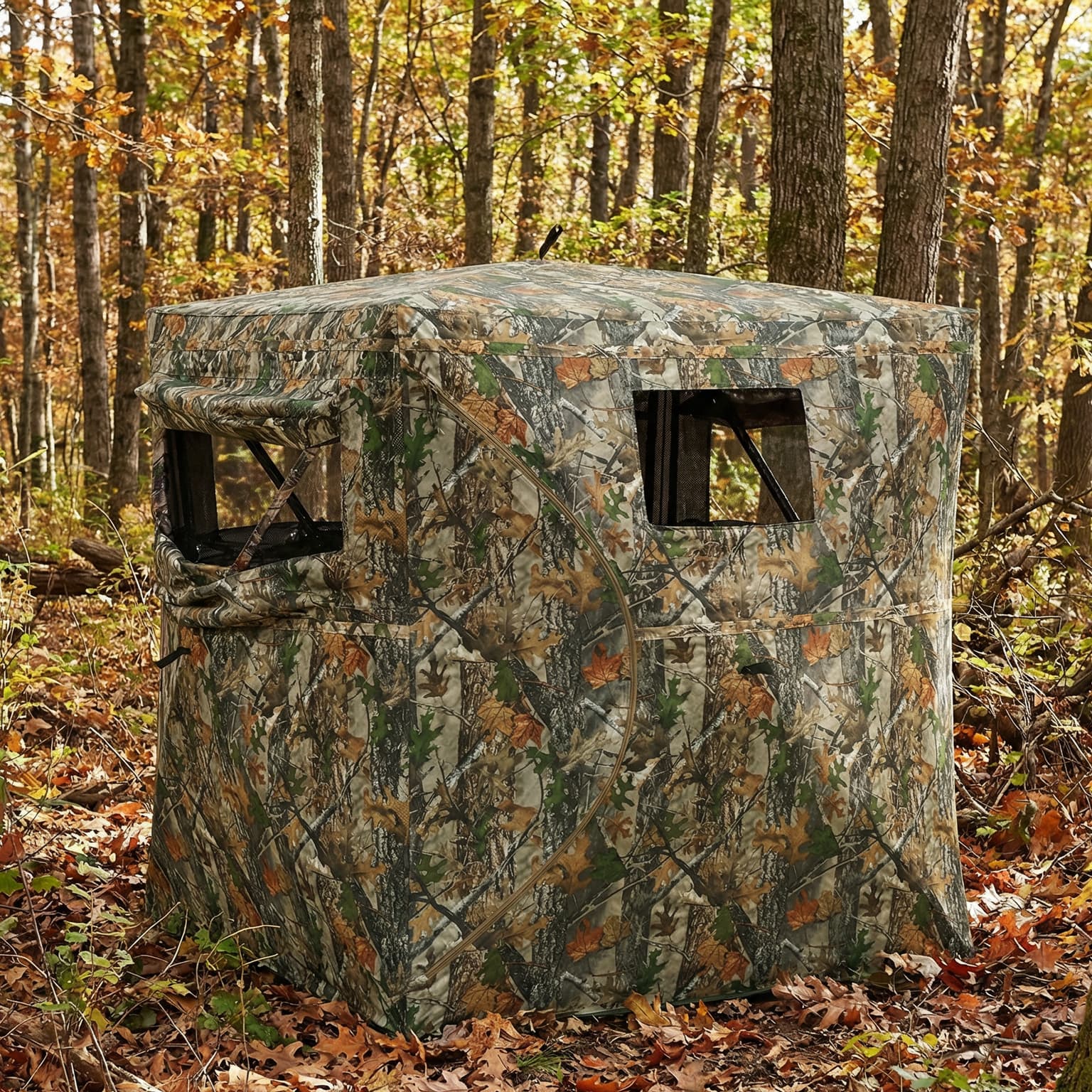 Hunting Blind For 2 Person, See Through Pop Up Blind With 270-degree View, Windows For Deer Hunting, Camouflage