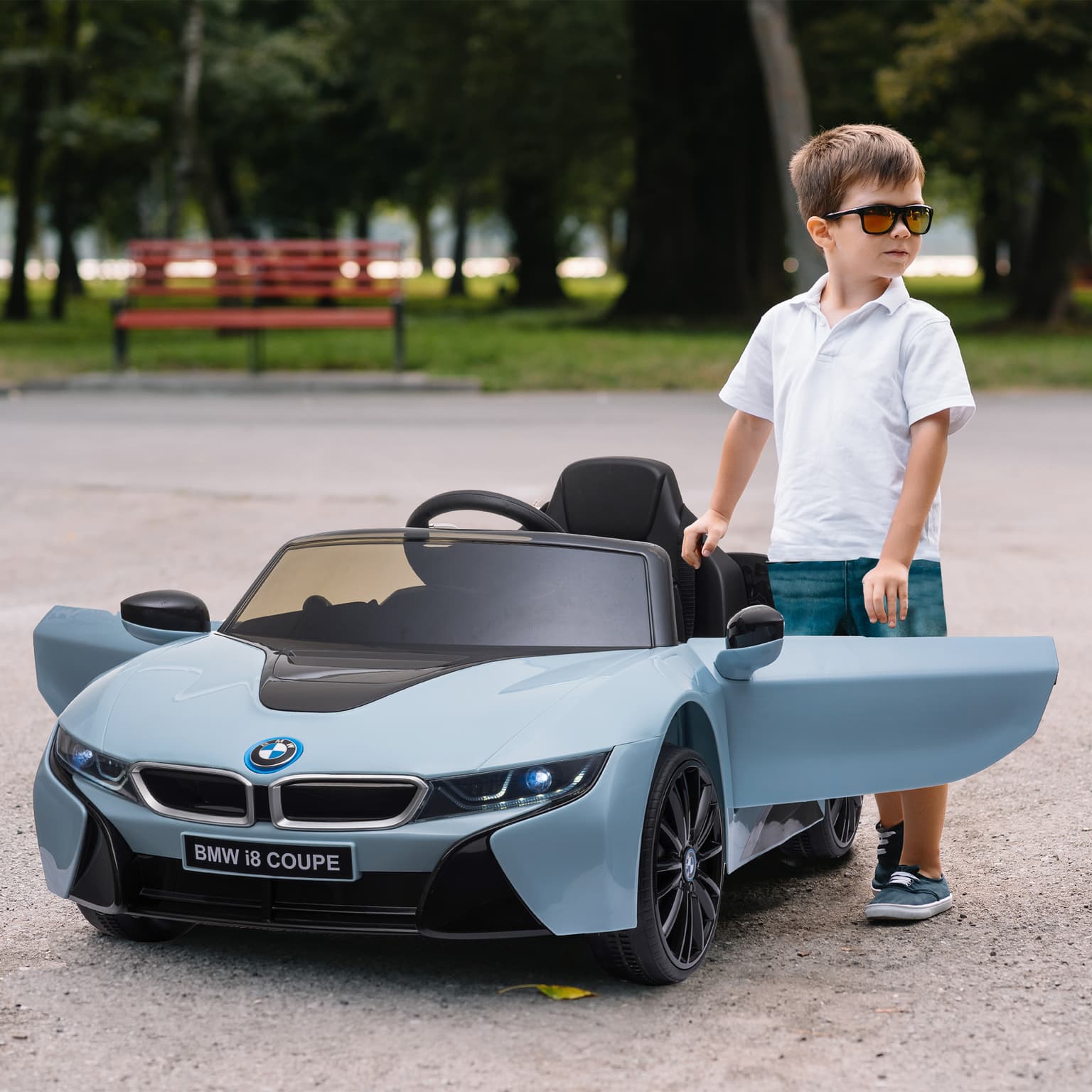 Licensed Bmw I8 Coupe 6v Electric Car, Kids Ride-on Car, Battery Powered Toy With Remote Control Music Horn Lights Suspension For 37-96months Old, Blue
