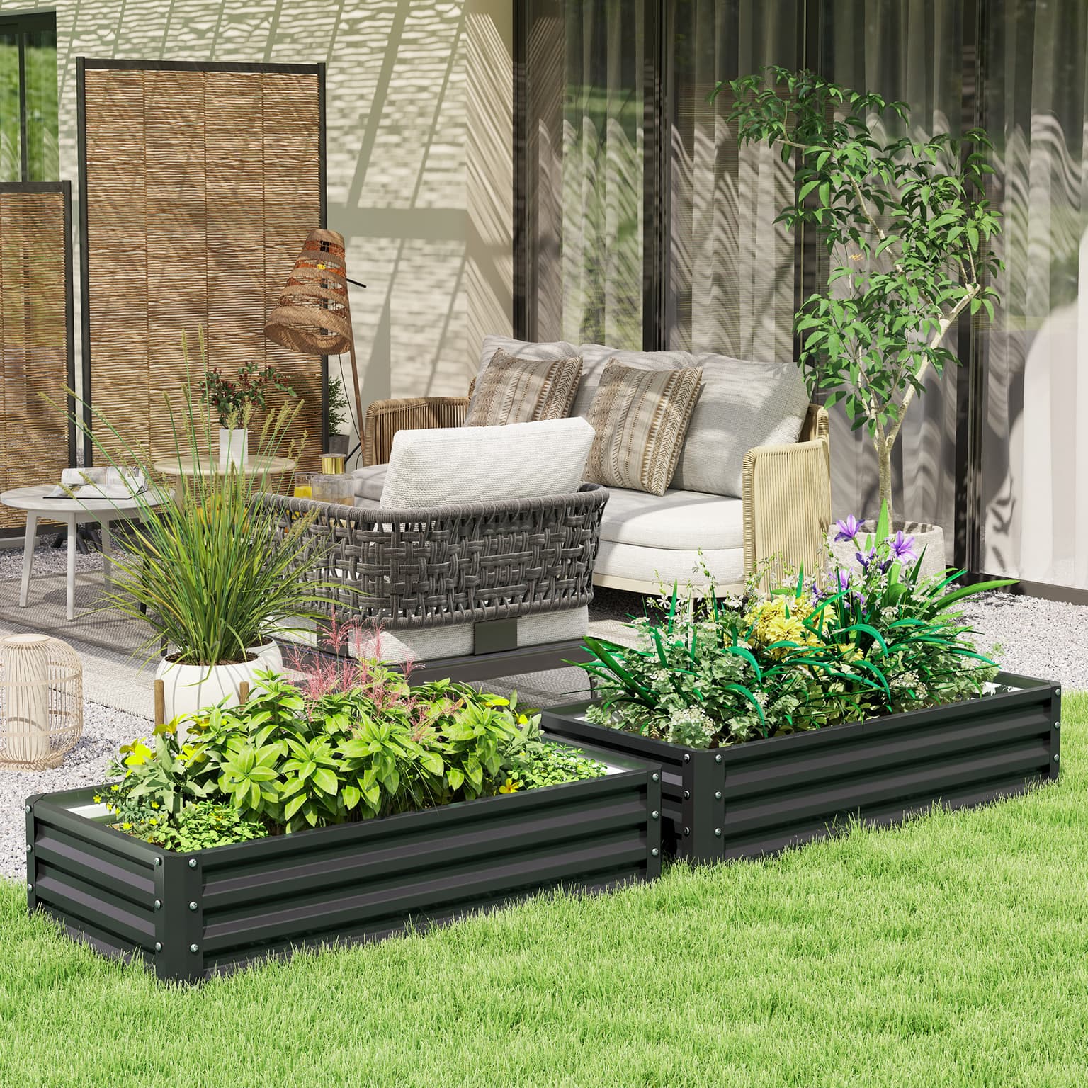 Galvanized Raised Garden Bed, 4' X 2' X 1' Metal Planter Box, For Growing Vegetables, Flowers, Herbs, Succulents, Gray