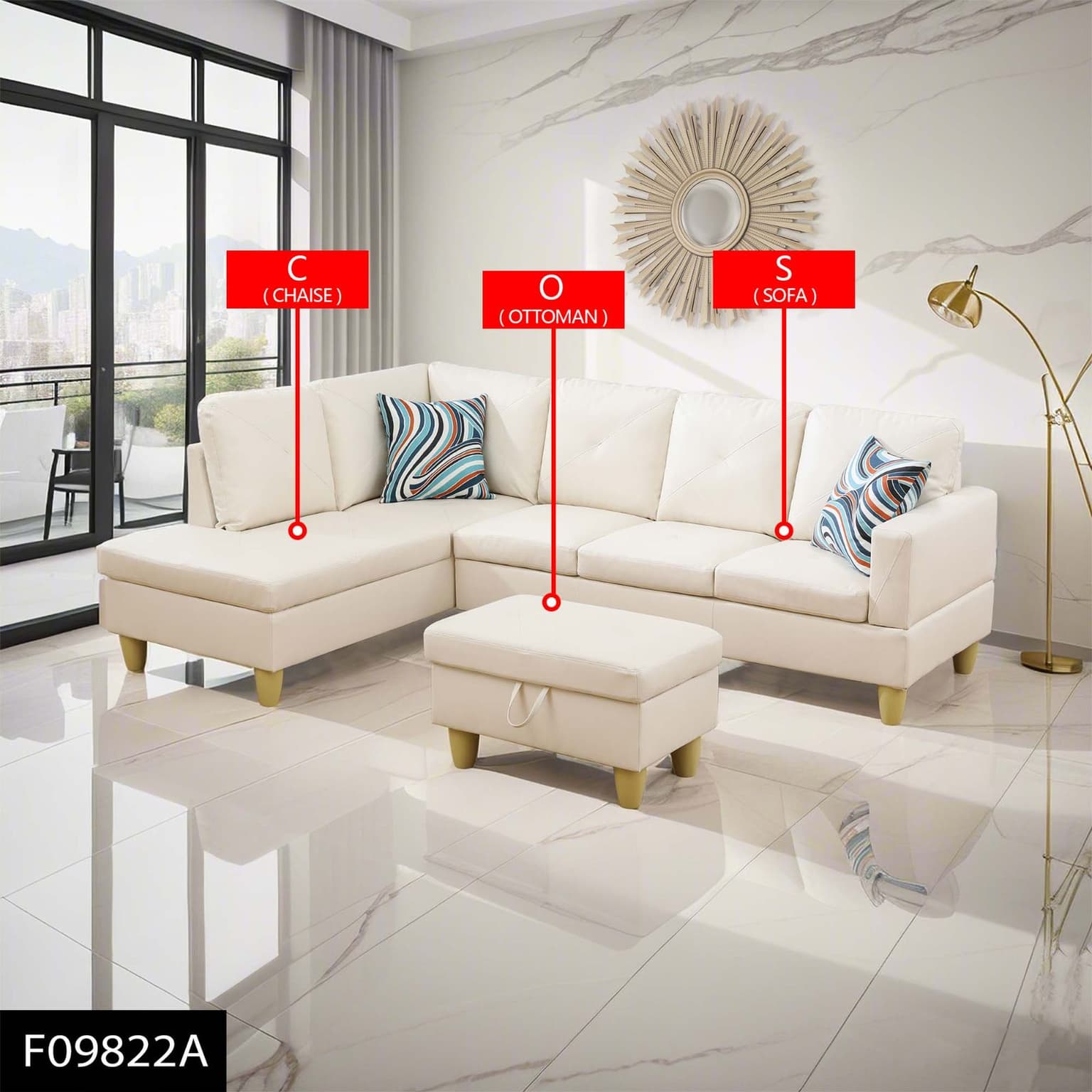 Pickup Only---white Faux Leather 3-piece Couch Living Room Sofa Set