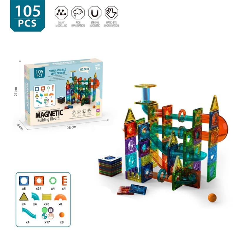 110x Magnet Marble Run-speedy Magnetic Tiles Race Track Building Blocks Toy Gift