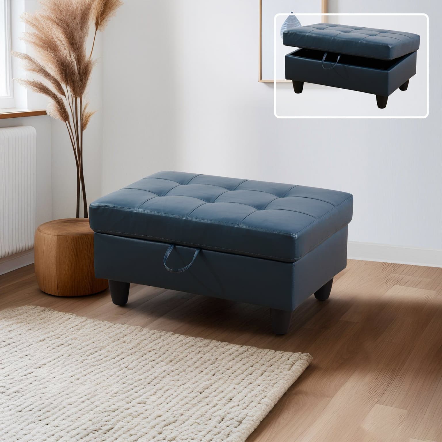 Pickup Only--peacock Blue Semi Pu Synthetic Leather 3-piece Couch Living Room Sofa Set