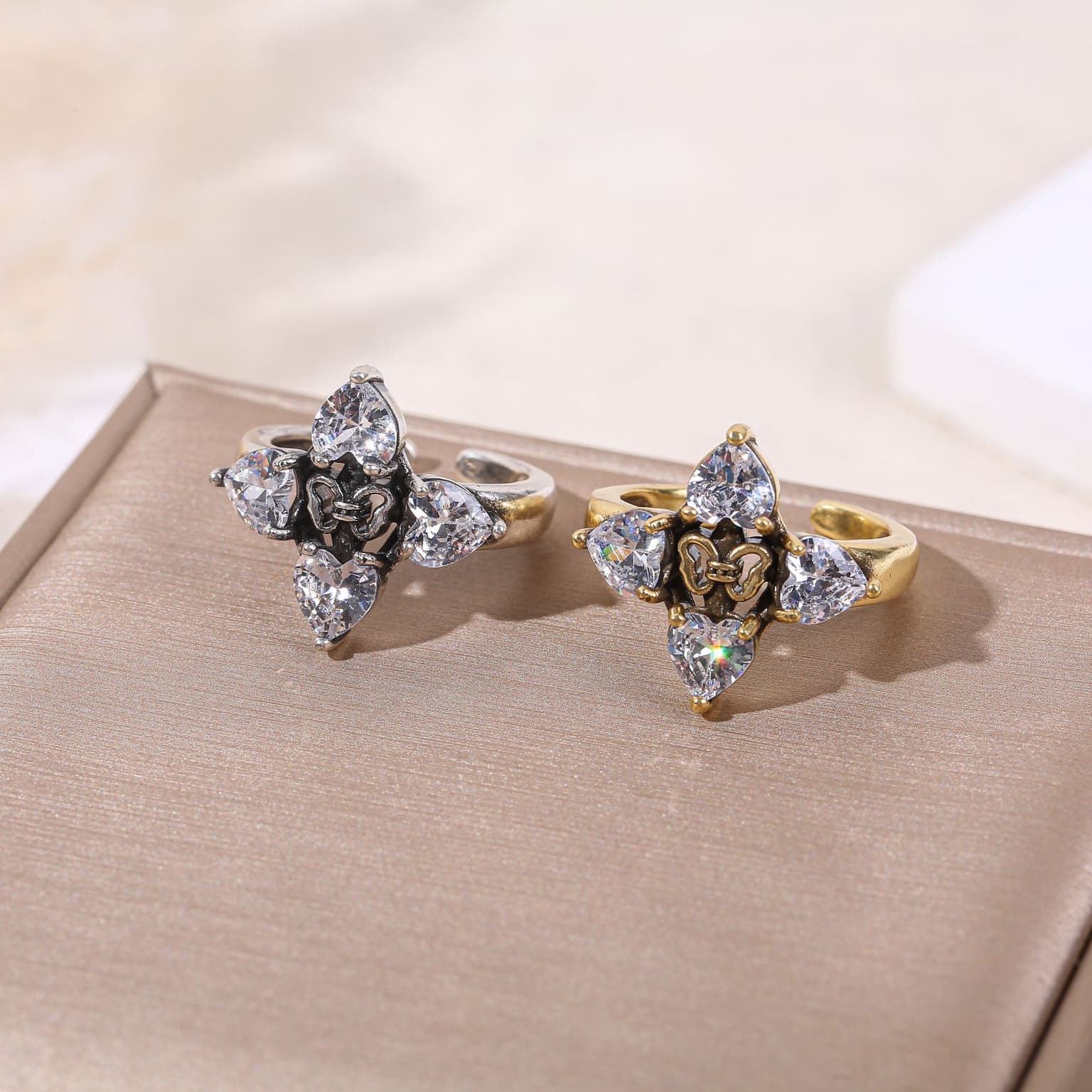 Waterdrop Zircon Pigeon Egg Simulated Ring, Luxury Minimalist French Style Open Adjustable Ring