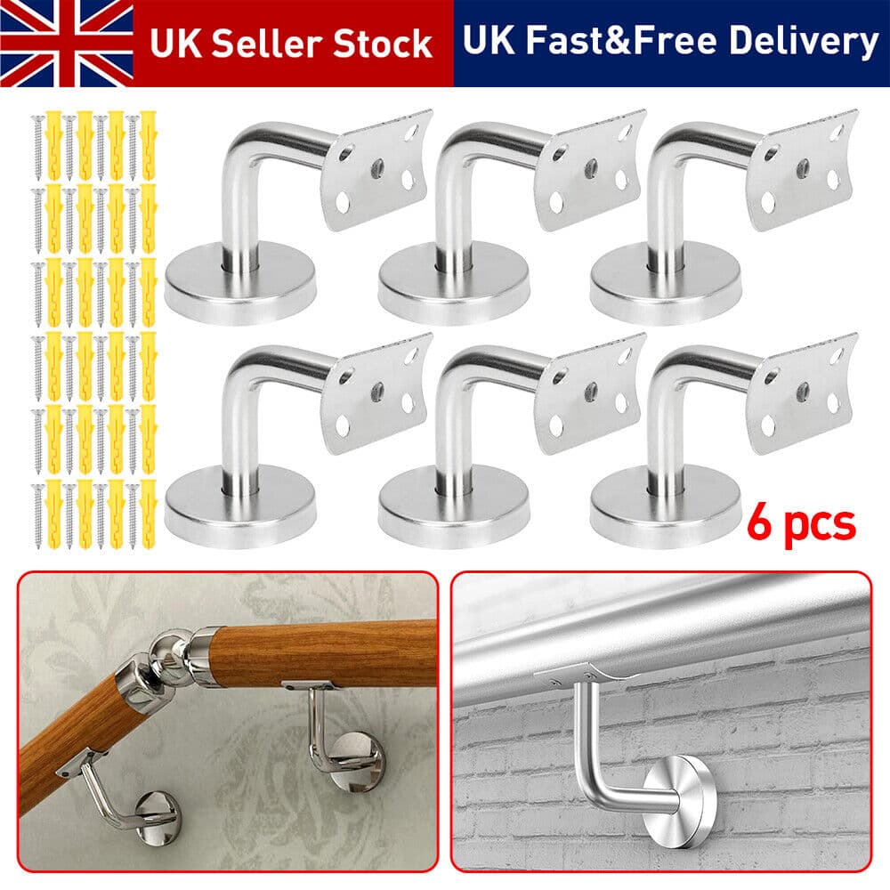60mm Chrome Handrail Bracket  Screws Stair Rail Bannister Holder Wall Support