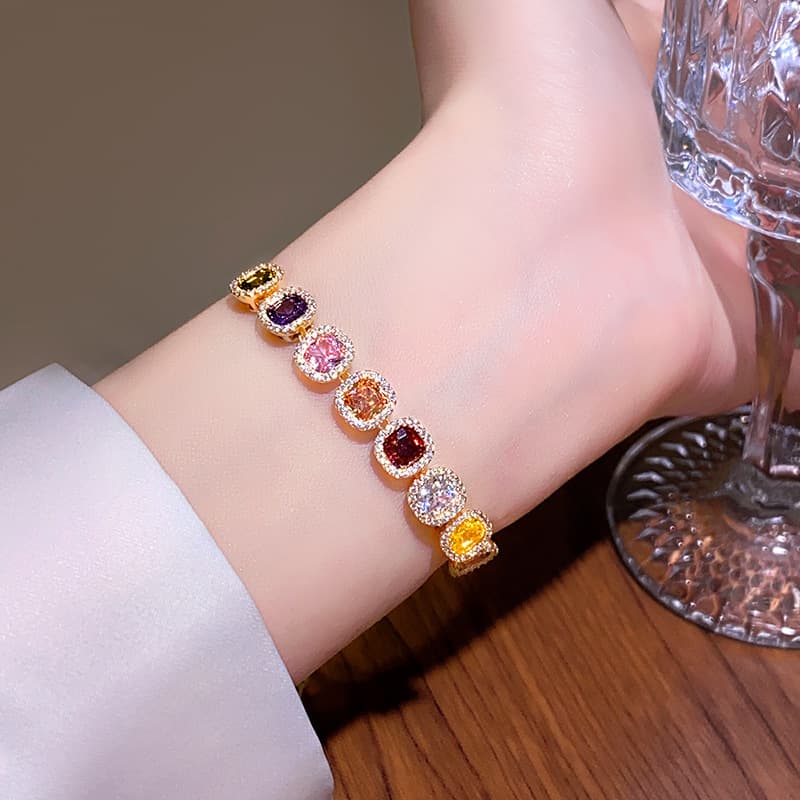 Dopamine Colored Cubic Sugar Zircon Bracelet