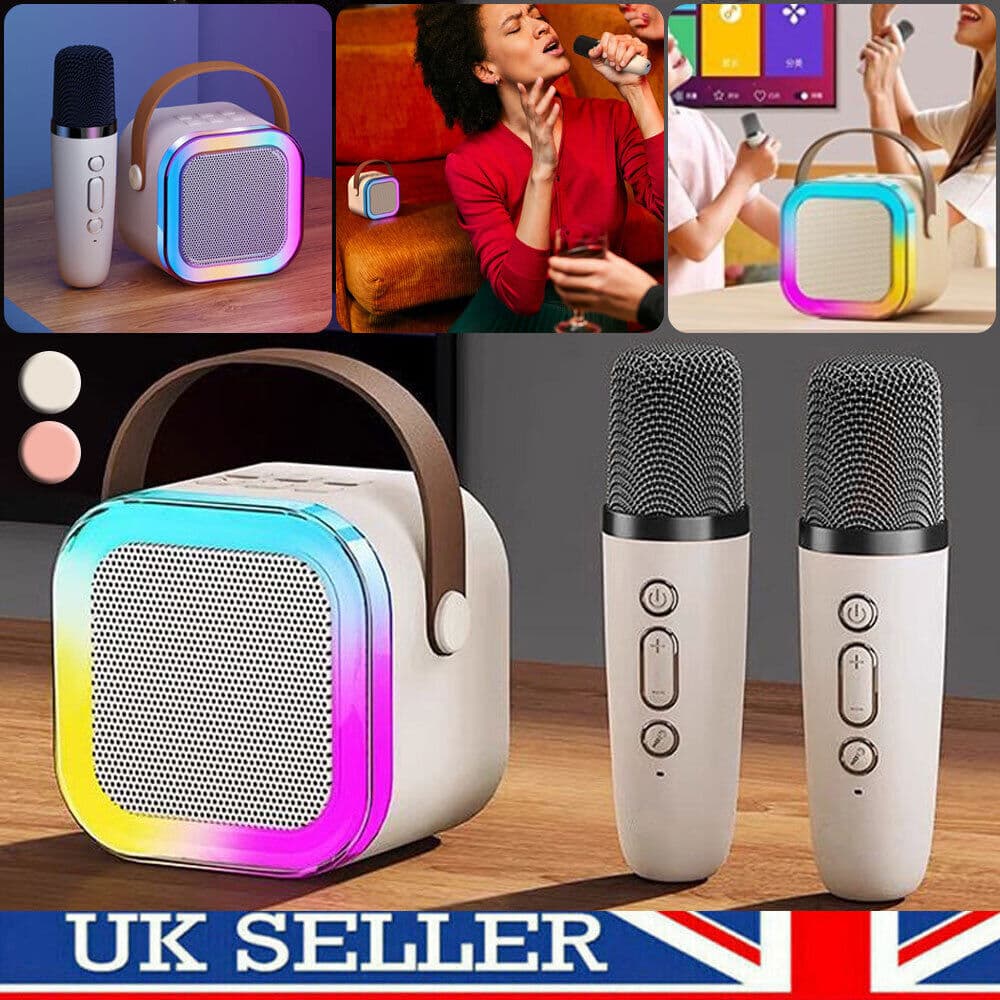 Portable Kids Mini Karaoke Machine Bluetooth Speaker With 2 Wireless Microphones For Boys Girls Home Party Birthday Gifts
