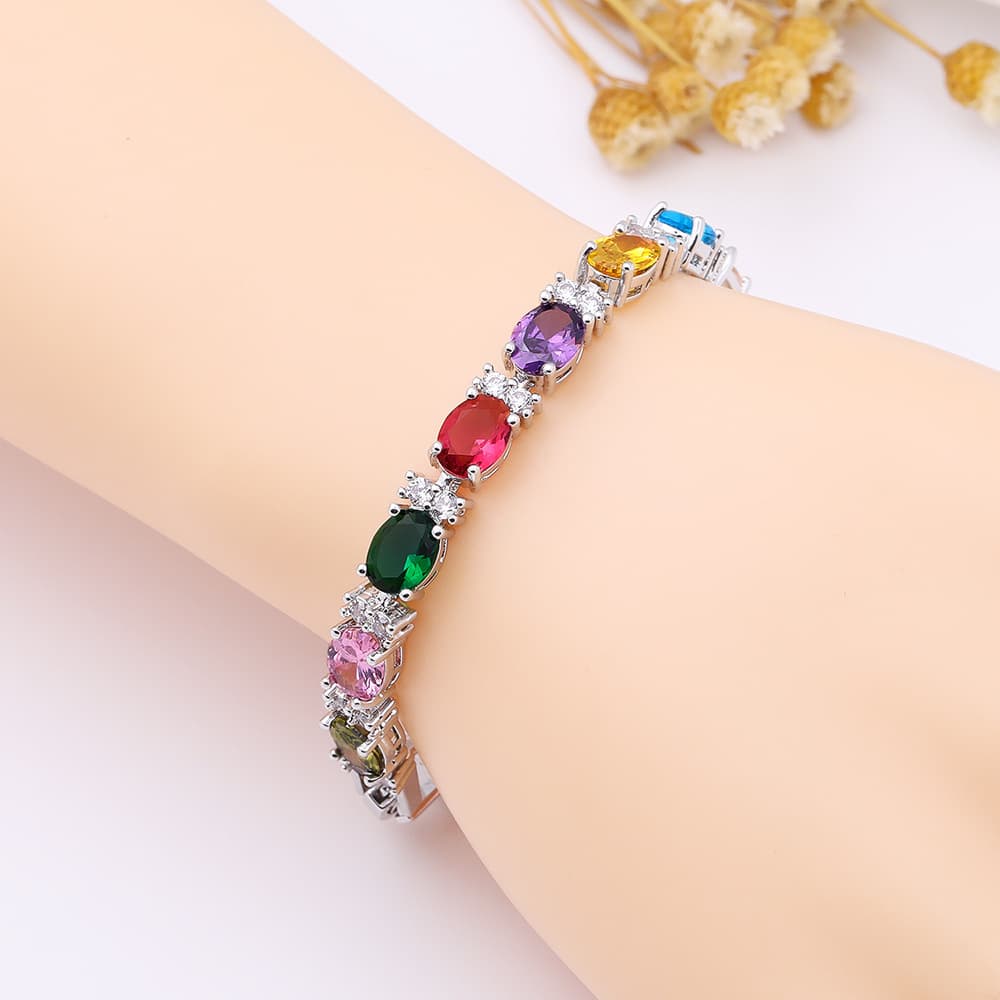 Summer Accessories Simple Crystal Colored Zircon Bracelet