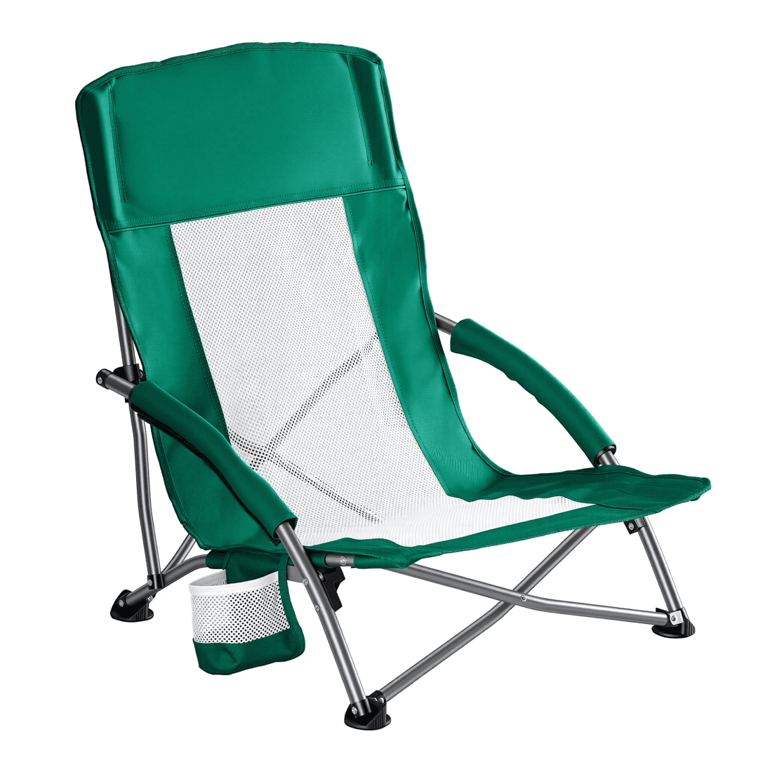 Portable Folding Camping Chair, With Storage Pockets And Backpack, Mesh-ventilated Chair Back