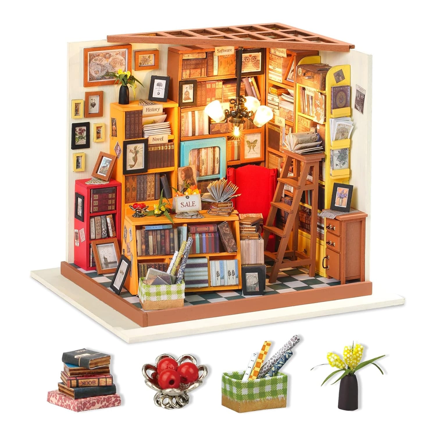 Rolife Mini House Set, Sam's Study, Mini Dollhouse, 3d Puzzle Toy With Led Light, Beautiful Home Decor, Perfect Birthday Gift For Teens