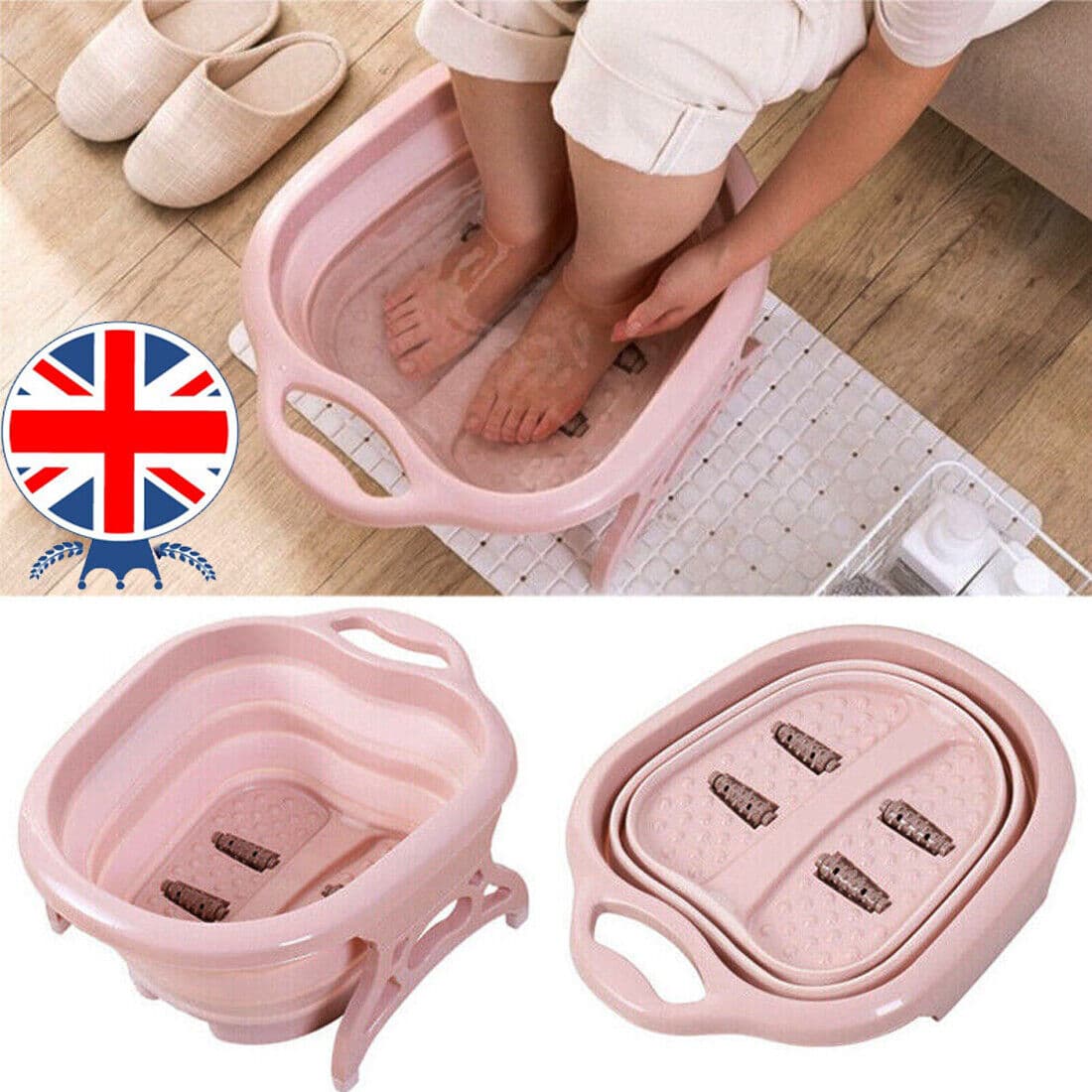 Foot Spa Pedicure Wet Bath Bubble Massage Bucket Feet Therapy Soothing Folding Uk New