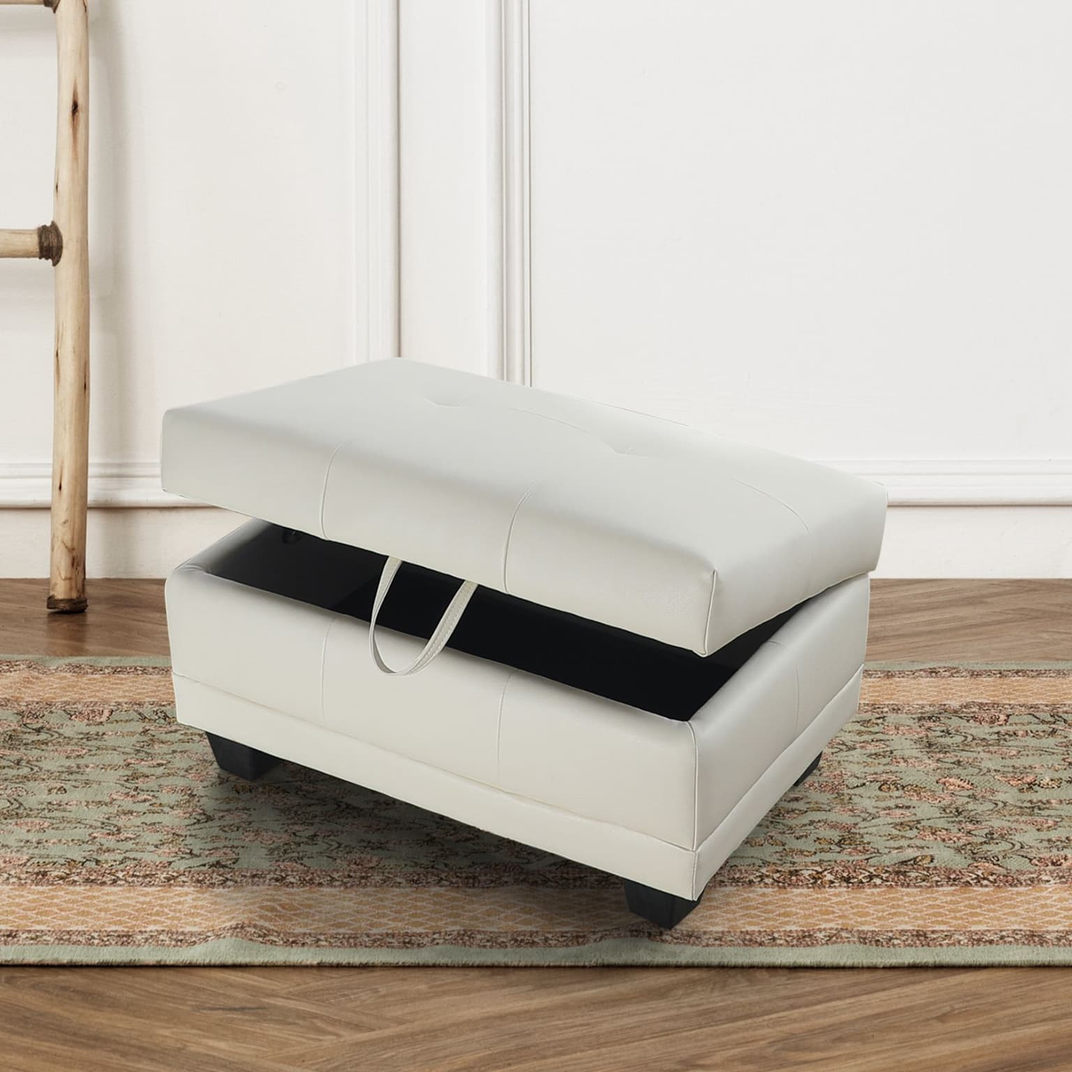 Pickup Only--white Semi Pu Synthetic Leather 3-piece Couch Living Room Sofa Set