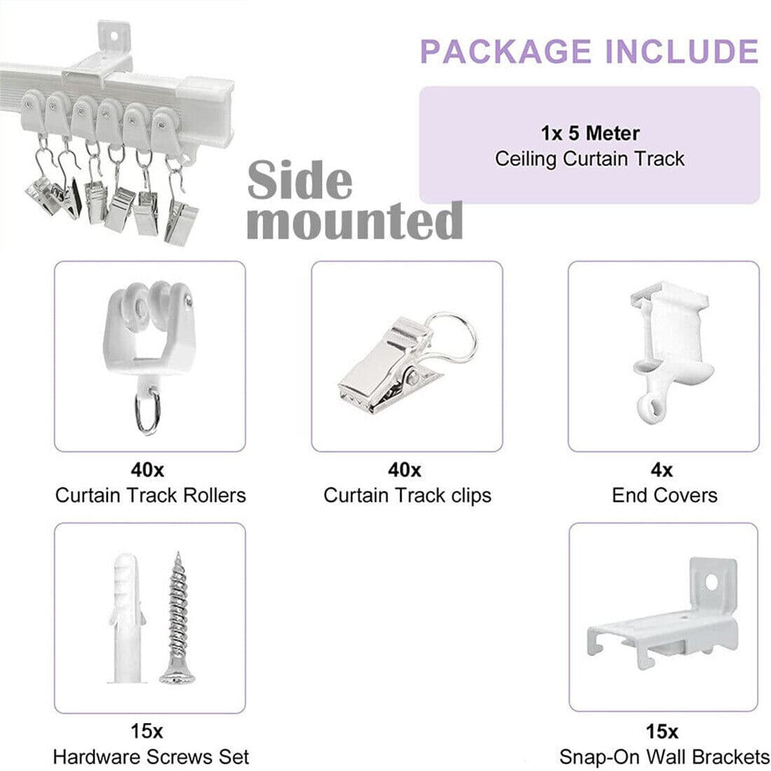 NEW 5M Bendable Flexible Curtain Track Rod Rail Ceiling Window Caravan Straight Bay UK