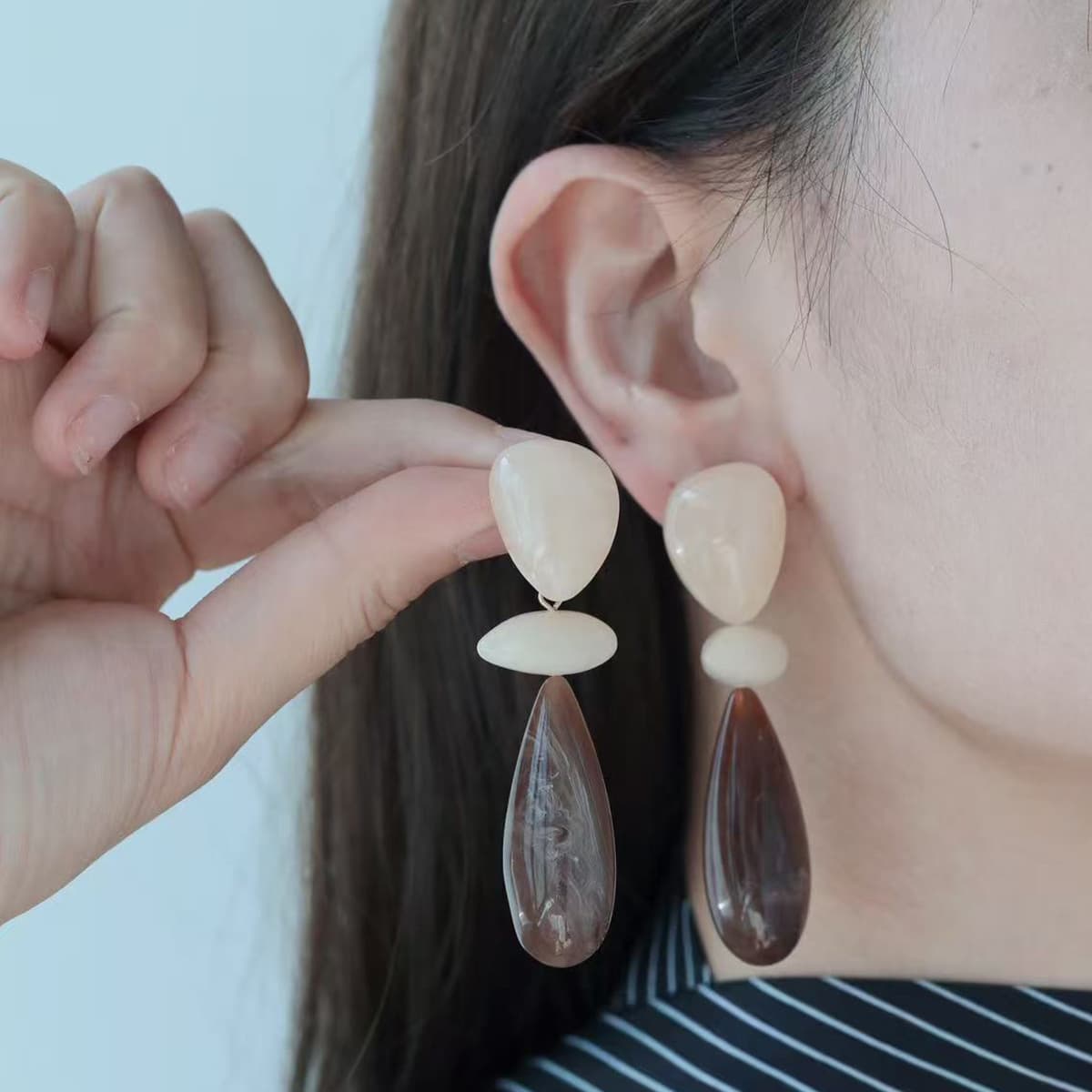 Oval Resin Long Earrings For Women