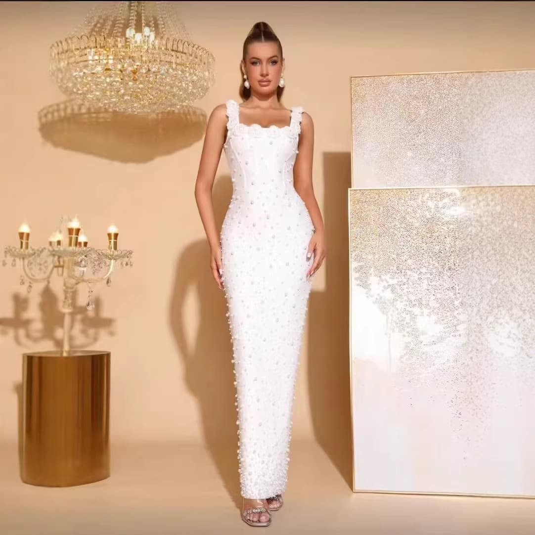 Floral Beaded Elegant Womens Bandage Dress