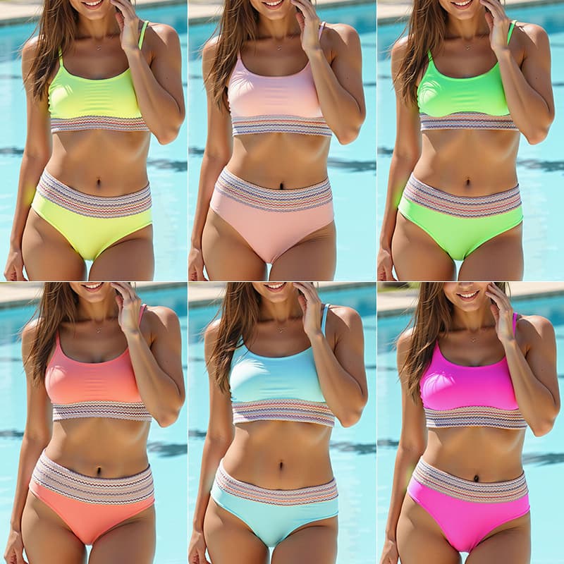 Women's Strap Solid Color Striped Bikini