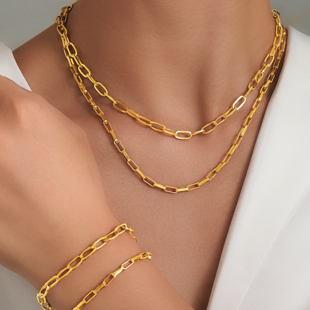 Hip-hop Versatile Double-layered Clavicle Chain
