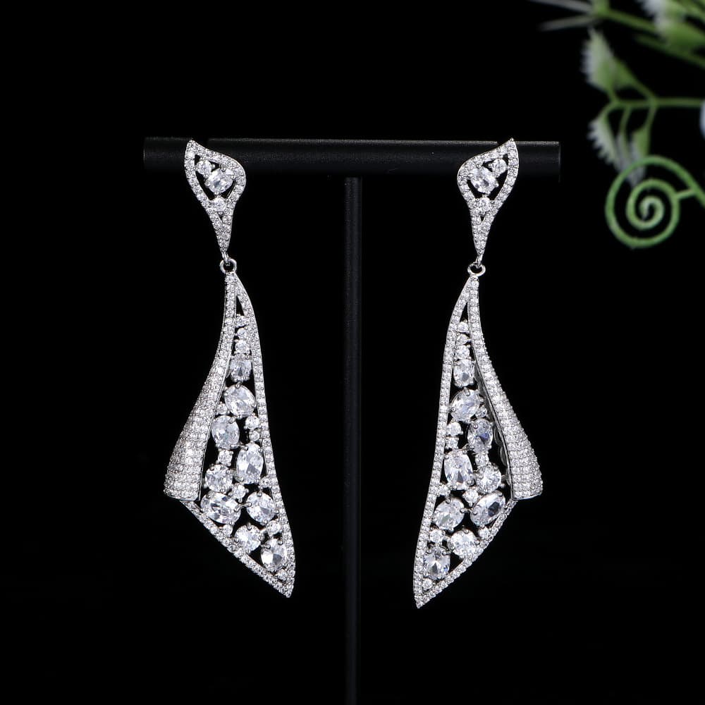 Heavy-duty Large Tree Leaf Oval Teardrop Long Earrings