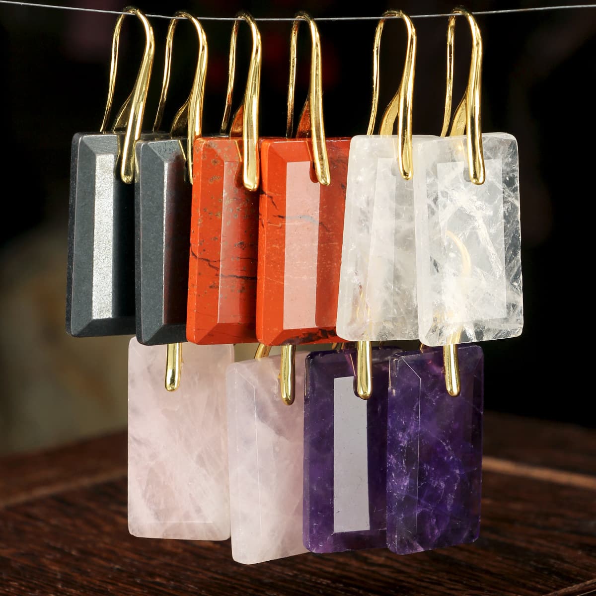 Square-cut Amethyst Earrings For Women