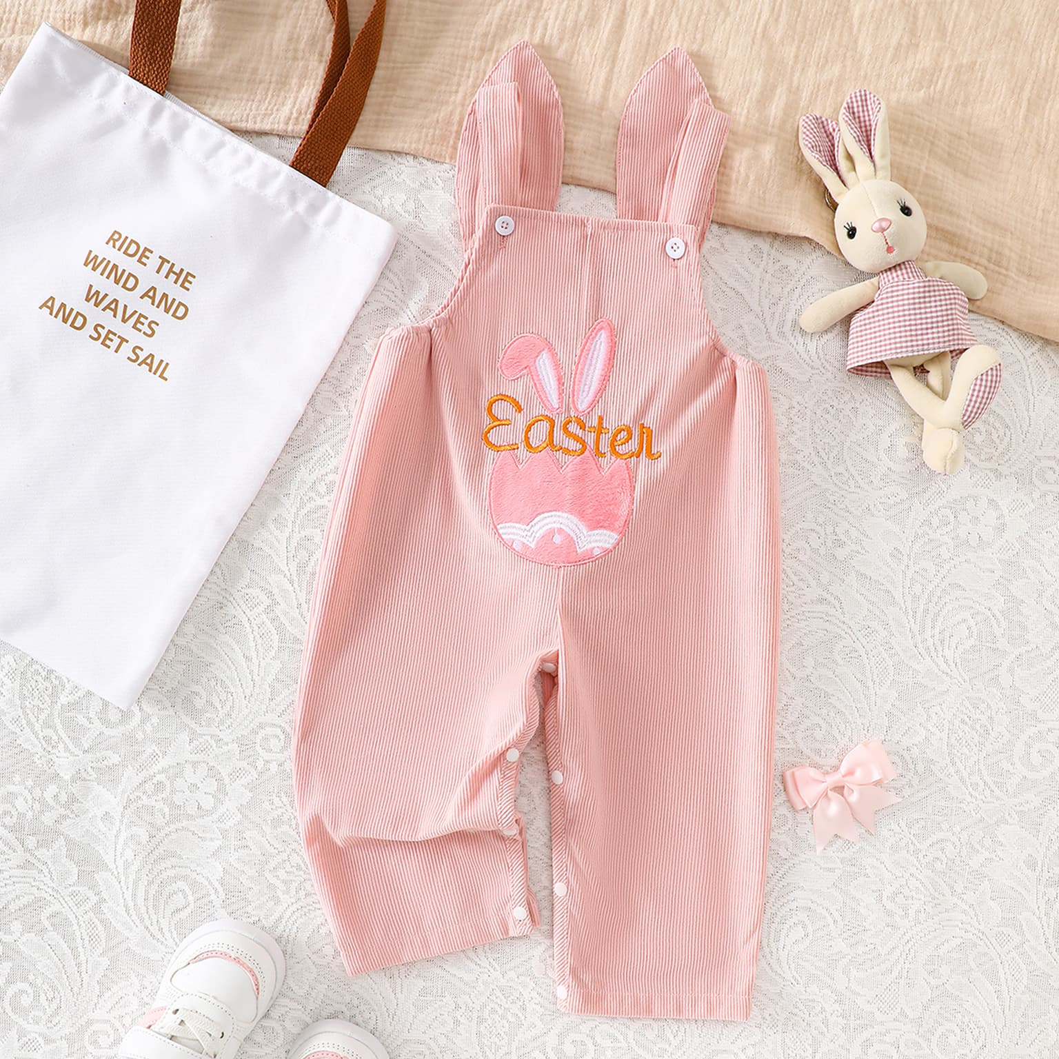 Baby And Toddler Girls Letter-embroidered Jumpsuit