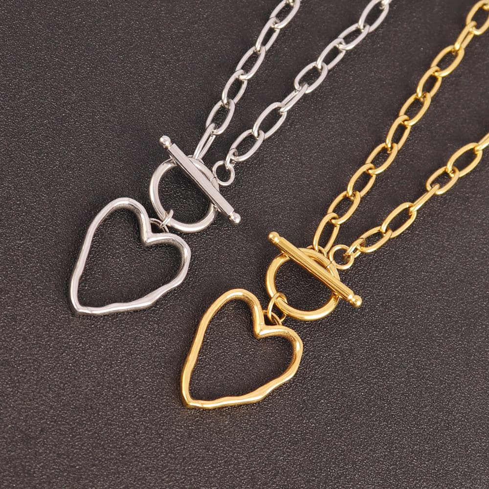 Stainless Steel Heart Necklace Womens Heart-shaped