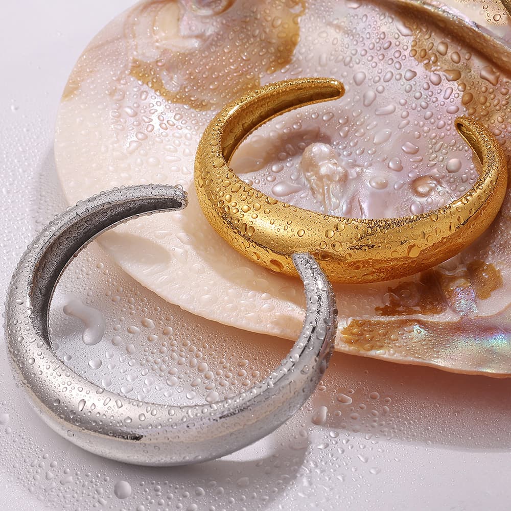 Open Bangle 18k Gold-plated Stainless Steel C-shaped Open Bangle