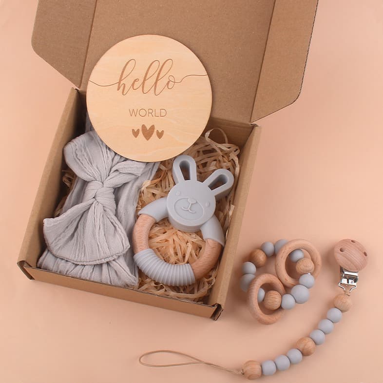 Baby Beech Silicone Handbell Cotton Bracelet Pacifier Clip Five-piece Set