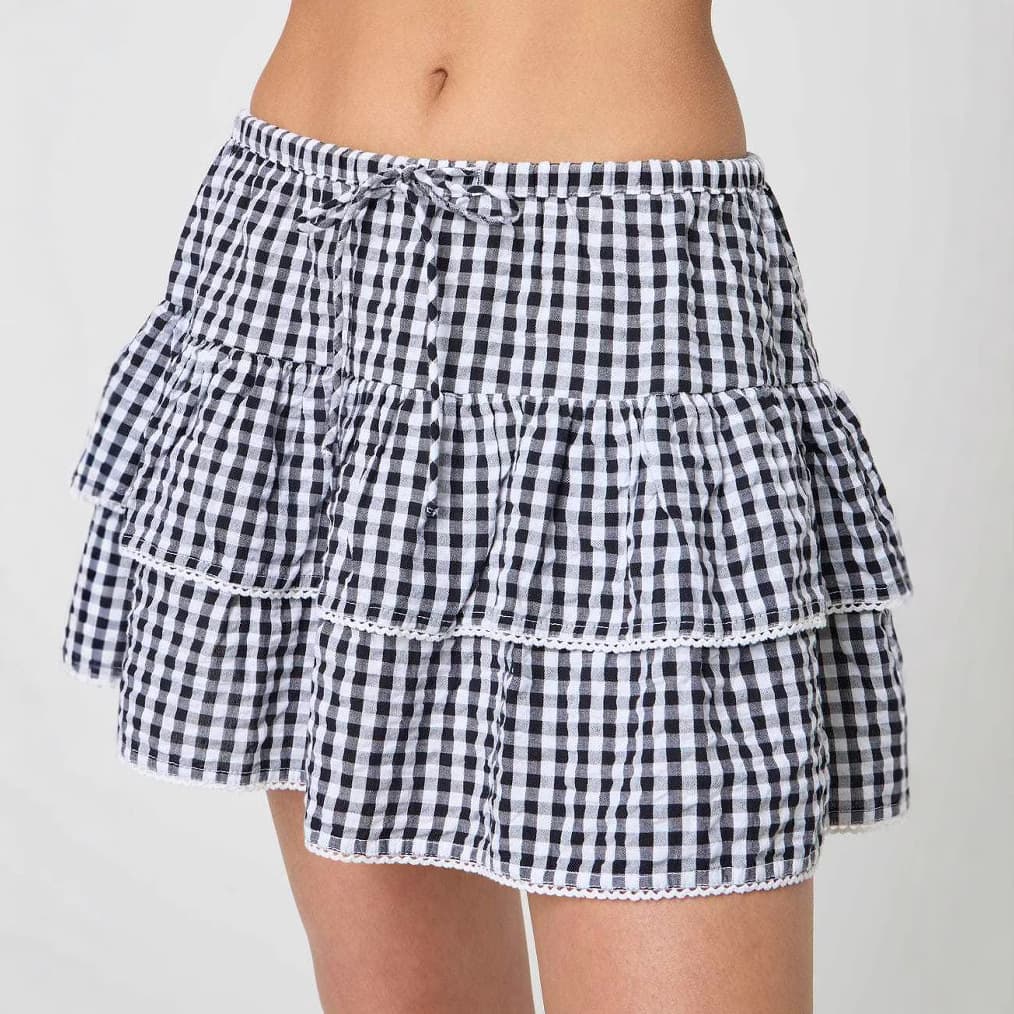 Plaid Casual Sporty Y2k-style European And American Plaid Mini Skirt