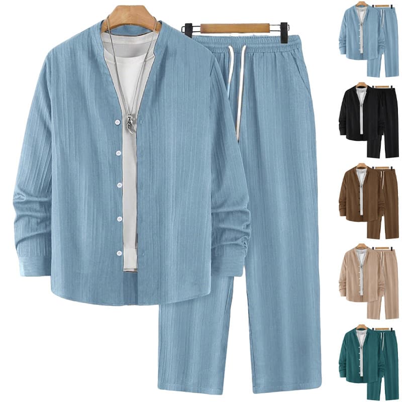 Solid-color Men's Casual Sport Two-piece Set