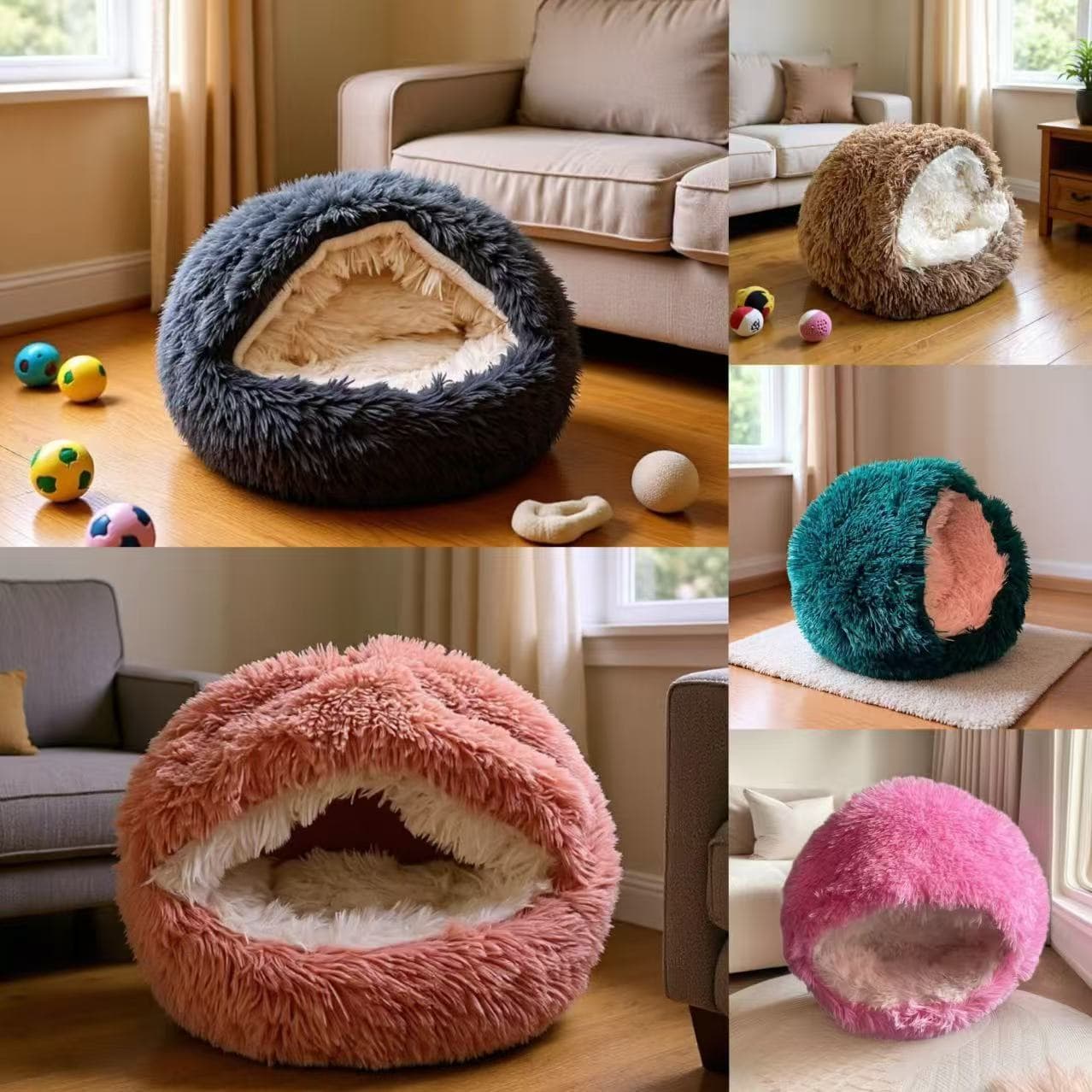 Winter Warm Half-closed Shell-shaped Cat Bed