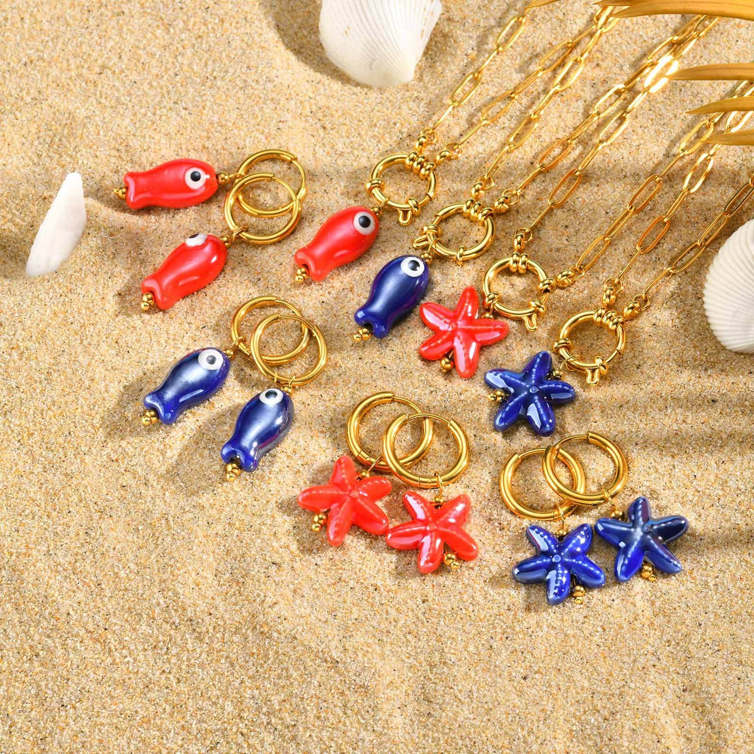 Starfish Pendant Niche Versatile Fashion Earrings Necklace