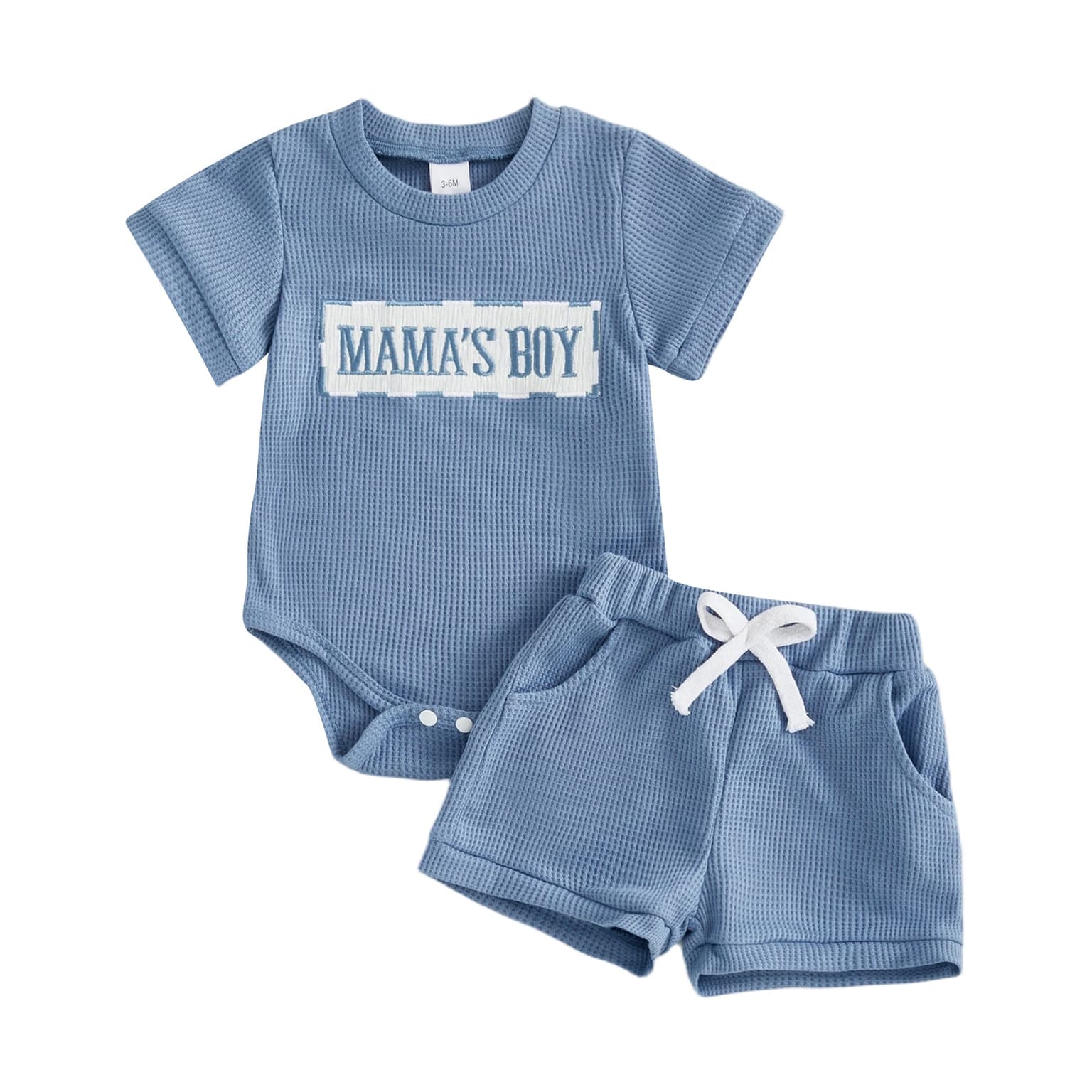 Waffle-print Romper And Shorts Set For Baby Boys