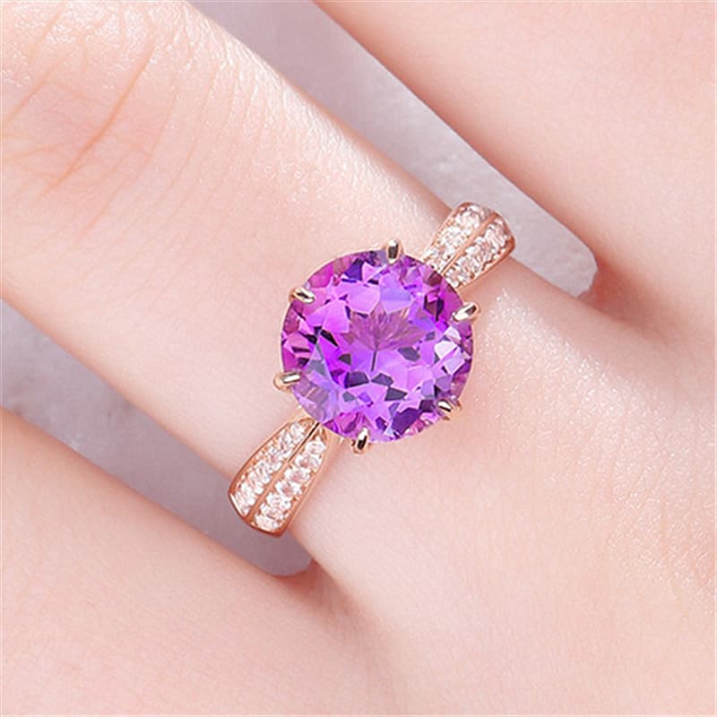 3-carat Natural Crystal With 18k Rose-gold Plating, Featuring A Colorful Gemstone Topaz In An Adjustable Ring Setting