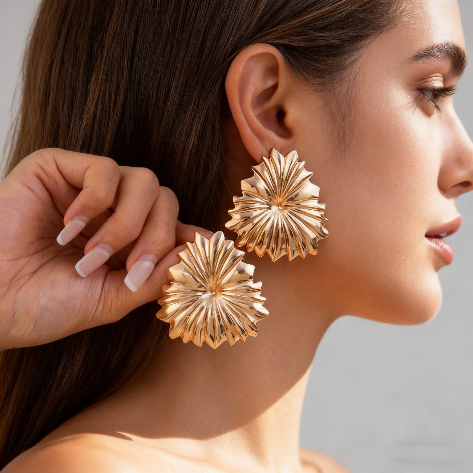 Cross-border Personalized Bold Geometric Metal Fashionable Retro Elegant Trendy Cool-girl Style Pearl Earrings