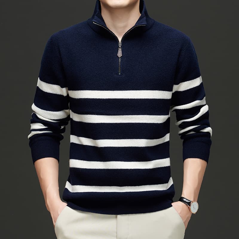 Fashionable Korean-style Striped Sweater For Men