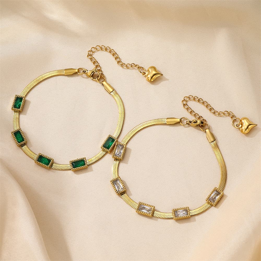 Womens Stainless Steel Fashionable Multi-zircon Blade Chain Bracelet