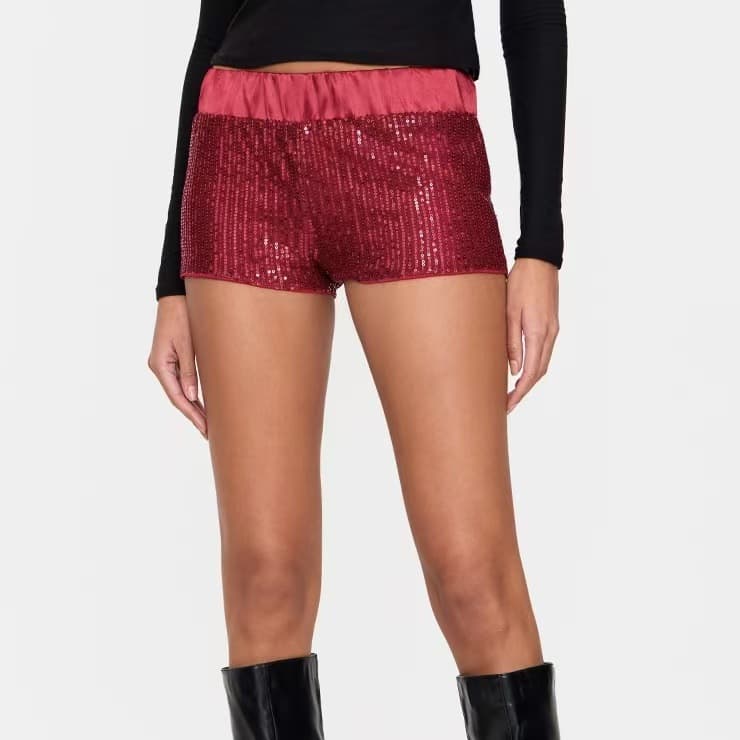 European And American-style Heavy-work Sequined Shorts For Women