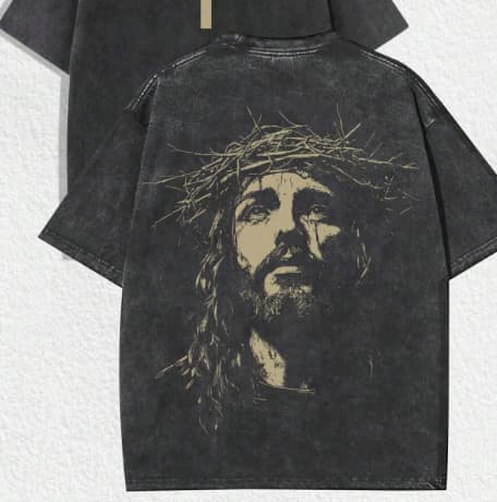 Religious With Crown Of Thorns Graphic Tee Featuring