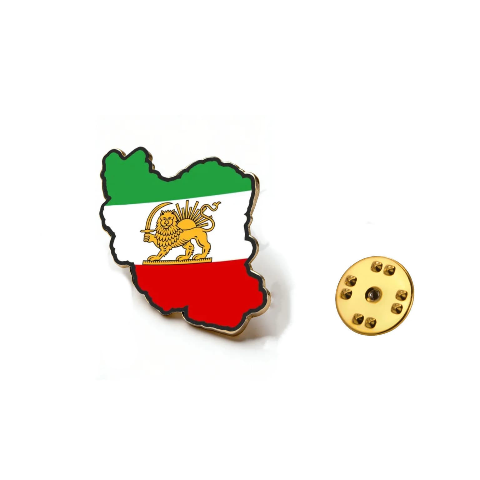 Iranian Lion And Sun Flag Stainless Steel Brooch
