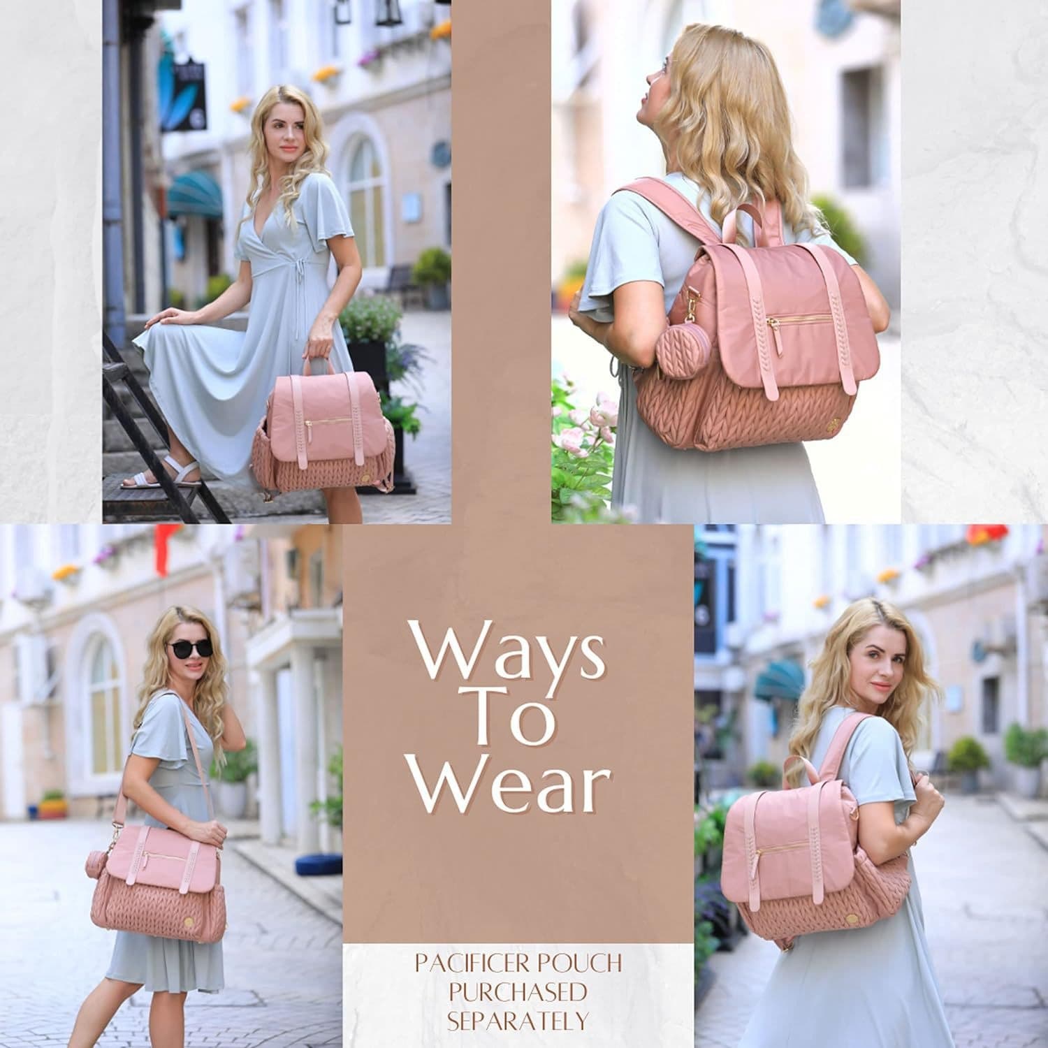 Large-Capacity Stylish Insulated Quilted Mommy Backpack For Outdoor Travel