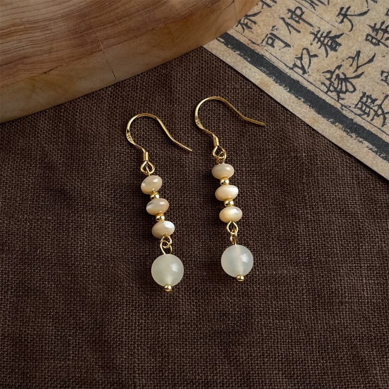 Chinese-style Handmade New Chinese-style Contrasting Colors Natural Stone Beaded Earrings