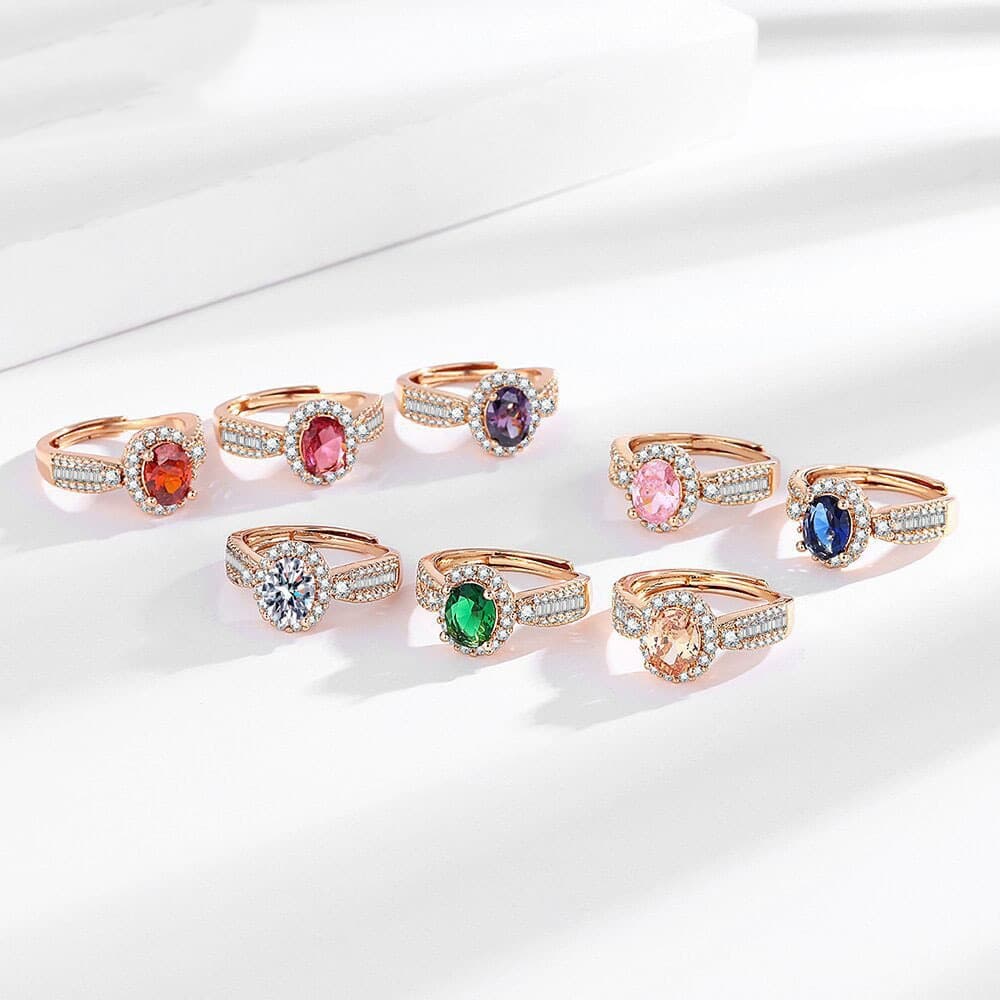 Color Gemstone Sunflower Light Luxury Micro-set Zircon Hinged Ring