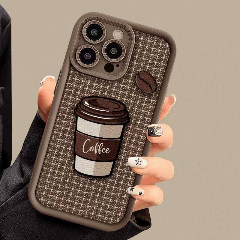 Plaid Coffee-Style Phone Case With Lanyard