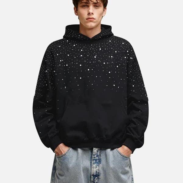 Baby's-breath Rhinestone-studded Vintage Hoodie